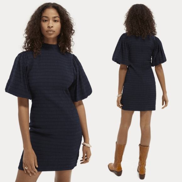 Scotch & Soda Voluminous Sleeved Minidress in‎ Night Blue Size Medium - Picture 2 of 13
